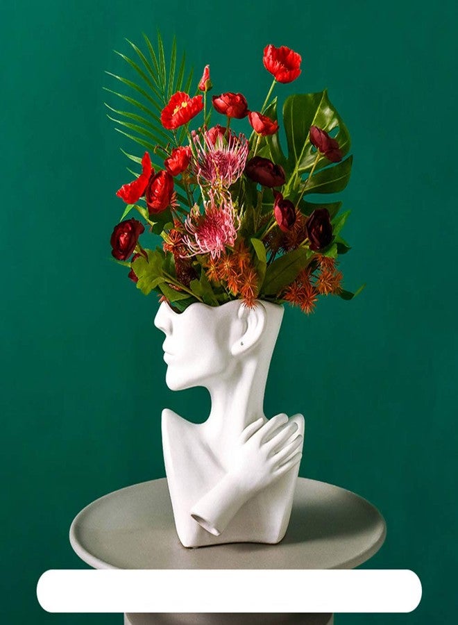 KatoonX Ceramic Head Face Flower Vase for Statue Home Decoration (Matte White) - Image 5